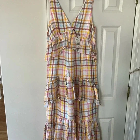 Cinq à Sept Astor V-neck Tiered Plaid Print Maxi Dress - Picture 10 of 13